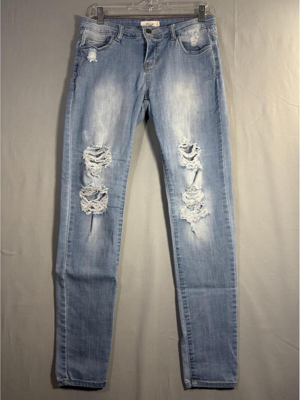 Cello Jeans Womens Size 9 Light Wash Denim Destroyed Distress Raw Hem Grunge